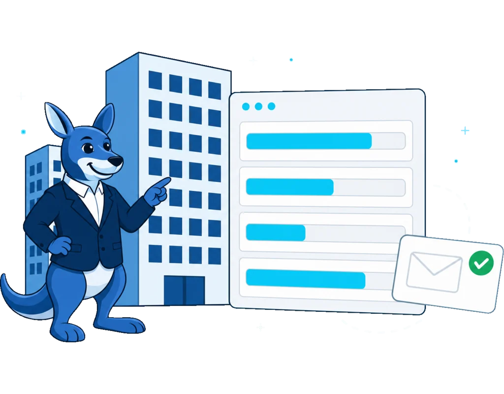 ClearBounce mascot beside a large-scale verification dashboard showing multiple high-volume jobs processing in parallel
